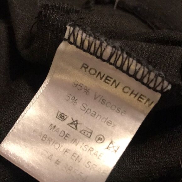 Ronen Chen Black Puffed Ruched Sleeve Dress - Sz 2 - Picture 9 of 11